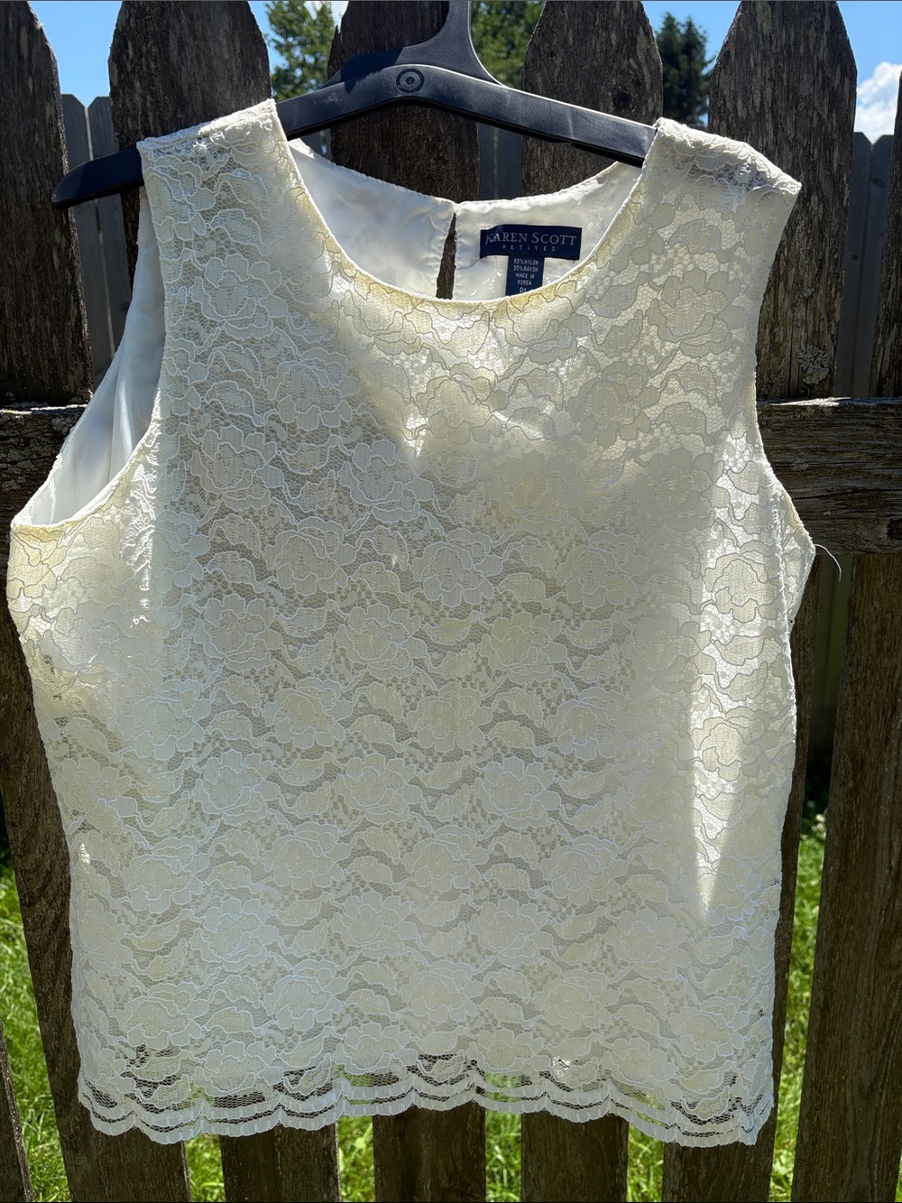Karen Scott Cream Lace Sleeveless Blouse